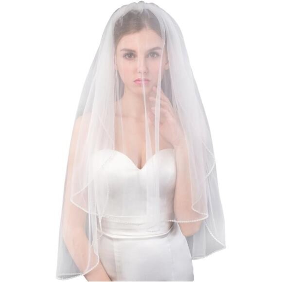 Women\'s Short 2 Tier Wedding Bridal Veil With Comb L24 main image 7